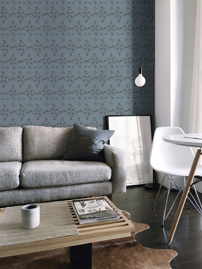 Picture of Leaves and round sprigs in Blue - 1032901-03